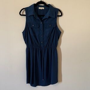 BeBop Navy Sleeveless Shirt Dress